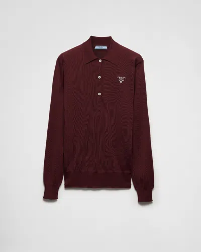 PRADA LONG-SLEEVED SILK POLO SHIRT