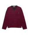 Prada Amaranth And Blue Striped Long-sleeve T-shirt In Red