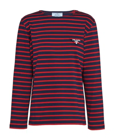 Prada Long-sleeved Striped T-shirt In Black