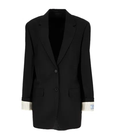 Prada Long-sleeved Suit Coat In Black