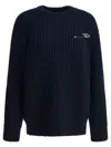 Prada Wool Blend Sweater With Safety Pin Detail In Blue