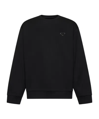 PRADA PRADA TRIANGLE-LOGO CREWNECK SWEATSHIRT
