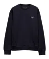 Prada Triangle-logo Crewneck Sweatshirt In Black