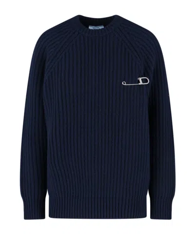 Prada Long-sleeved Sweater In Blue
