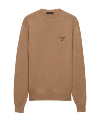 Prada Long-sleeved Sweater In Brown