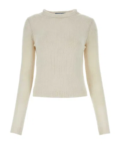 Prada Chalk Cashmere Sweater In Beige
