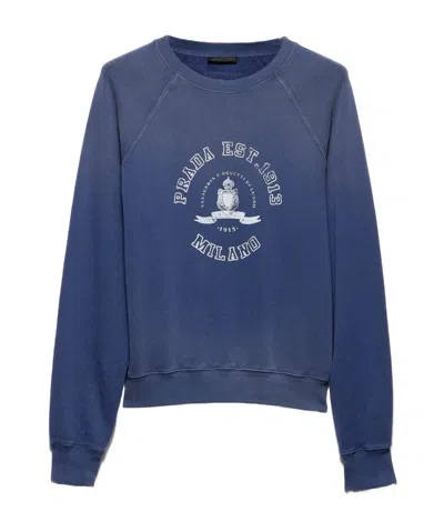 Prada Sweatshirt Aus Baumwollfleece In Blue