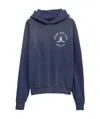 Prada Printed Cotton Fleece Hoodie In Navy Blue
