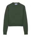 Prada Ribbed Re-cashmere Sweater In Rodengreen