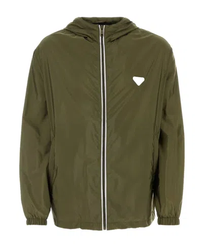 Prada Long-sleeved Zipper Casual Jacket In Military Green