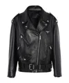 Prada Long-sleeved Zipper Leather Jacket In Black