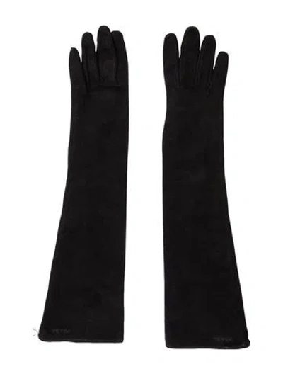 Pre-owned Prada Long Suede Gloves In Black