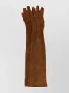 Prada Long Suede Gloves Button Detailing