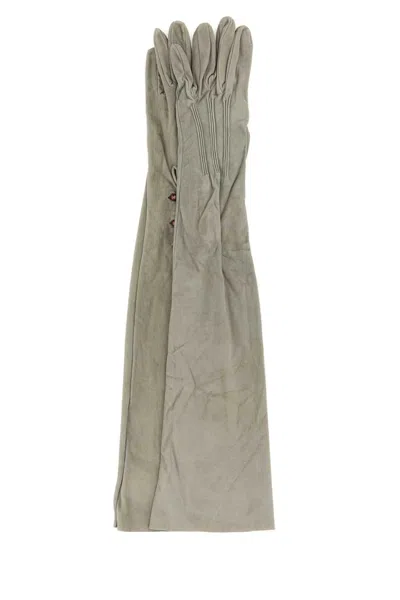 Prada Long Suede Gloves In Grey