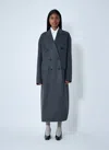 Prada Long Wool-blend Coat In Blue
