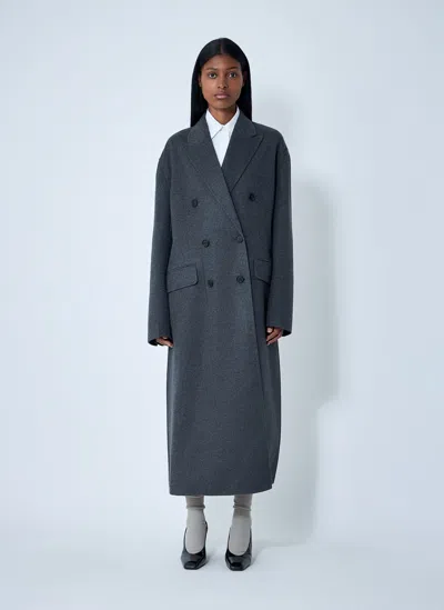 Prada Long Wool-blend Coat In Blue