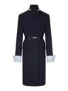 Prada Belted Jacket Embellished Collar Front Pockets In Multi