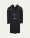 Prada Long Wool Coat With Pearl Buttons In Gray