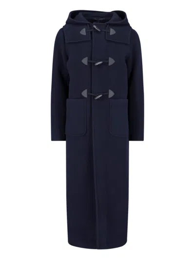Prada Long Wool Montgomery In Blue