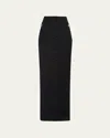 Prada Crystal-button Wool Maxi Skirt In Nero