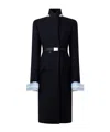 Prada Belted Jacket Embellished Collar Front Pockets In Black