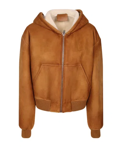 Prada Long-sleeve Hooded Casual Jacket In Brown