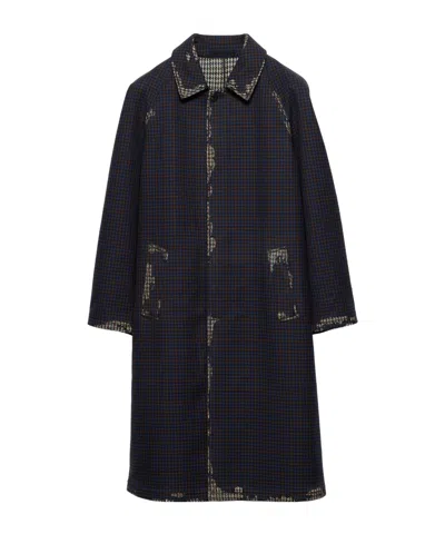 Prada Long-sleeved Coat In Navy