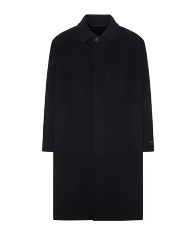 Prada Long-sleeved Coat With A Lapel Collar In Black