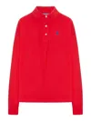 Prada Long-sleeved Cotton Piquet Polo Shirt In Red