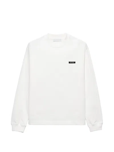 Prada Long-sleeved Cotton T-shirt In White