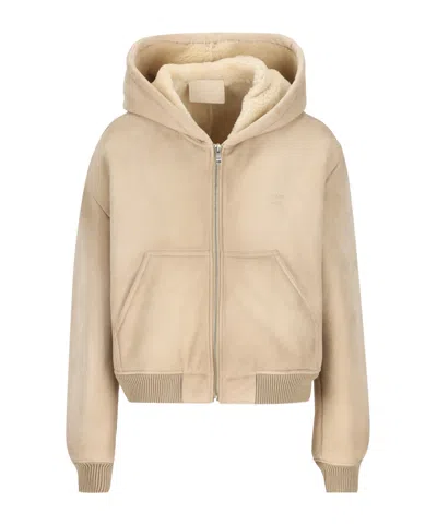 Prada Long-sleeved Hooded Casual Jacket In Nude