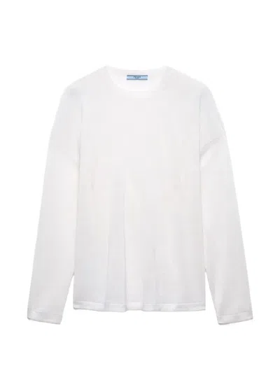 Prada Long-sleeved Linen T-shirt In White