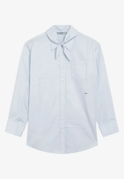 Prada Long-sleeved Shirt With Scarf In Animal Print