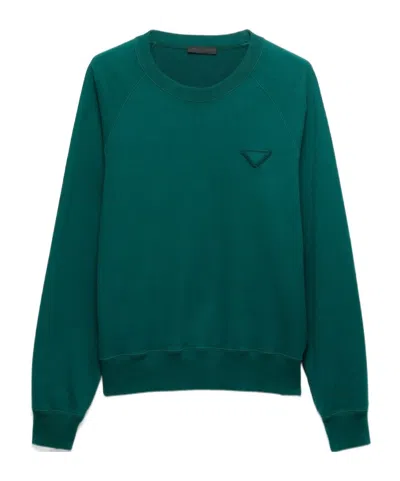 Prada Long-sleeved Sweatshirt In Green