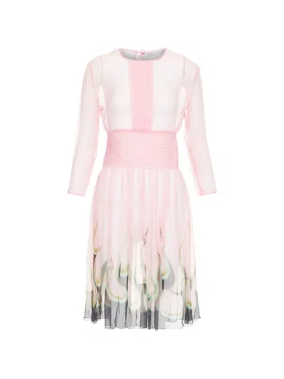 Pre-owned Prada Long-sleeves Silk Dress In Pink