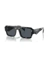 Prada Womens Black Pr A05s Rectangle-frame Abstract Acetate Sunglasses In Tortoise Black Crystal