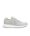 Prada Mens Grey Prax 01 Re-nylon Logo-plaque Recycled-nylon Low-top Sneakers In Granite Ash