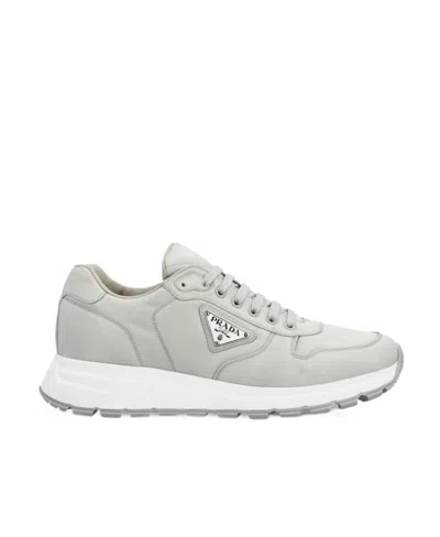 Prada Low Lace-up Sneakers In Granite Ash
