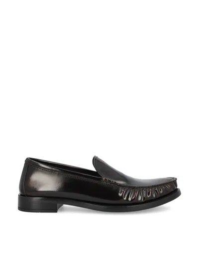 Prada Patent Leather Logo Loafers In Black