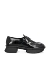 Prada Brushed Leather Squared-toe Loafers In Black