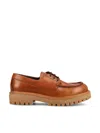 Prada Laced Moccasins In Cognac Leather Men In Brown