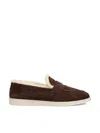 Prada Suede Loafers With Round Toe And Rubber Sole In Brown