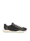 Prada Leather Sneakers With Contrast Stitching And Rubber Sole In Pattern