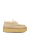 Prada Suede Loafers Featuring Platform Sole In Neutral