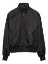 Prada Low-shoulder-sleeve Zip-front Jacket In Black