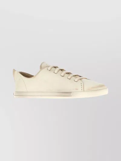 Prada Low-top Leather Sneakers Featuring Rubber Sole Design In White