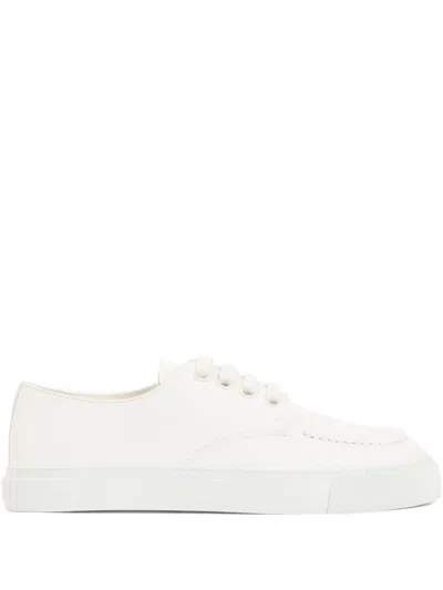 Prada Low-top Leather Sneakers In Beige