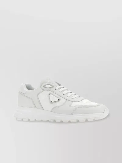 Prada Low-top Re-nylon And Leather Sneakers In Gray
