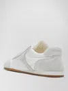 Prada Low Top Sneakers Rubber Sole Suede Panels In White