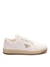 Prada Ivory Leather Downtown Sneakers In White